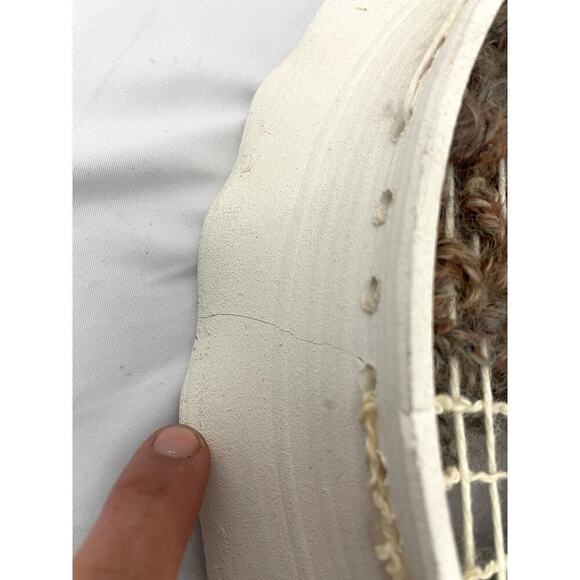 VTG Set of 2 Round Wall Hanging Ceramic Pottery Framed Tree Weaving Loom Decor - Picture 7 of 16